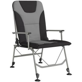 Kenheir Black Metal Reclining Folding Camping Chair - 95cm