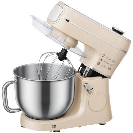 Ashheir Cream Stainless Steel 6L 1400W Tilt-Head Food Mixer with 11 Speeds - 28cm