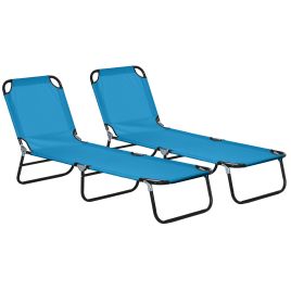 Windene Sky Blue Fabric Sun Lounger - 56cm