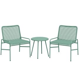 Yormore Green 3 Pieces Rattan Garden Furniture Set - 58cm