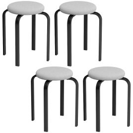 Evoiva Grey Steel Stackable Stools with Cushion Set of 4 - 40cm