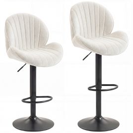 Priglen Cream Chenille Bar Stool Set of 2 - 48cm