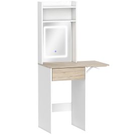 Marridg White Dressing Desk with Mirror and LED Lights - 45cm