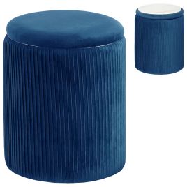 Faiwold Blue Velvet Storage Ottoman Foot Stool - 35cm
