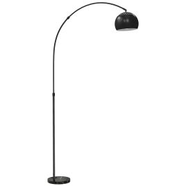 Stavale Black Metal Floor Lamp with Faux Black Marble Base - 26cm