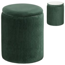 Faiwold Dark Green Velvet Storage Ottoman Foot Stool - 35cm