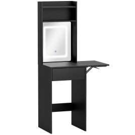 Marridg Black Dressing Table with Mirror and LED Lights - 45cm