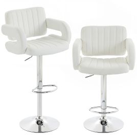 Broton White Fabric Bar Stool Set of 2 - 57.5cm