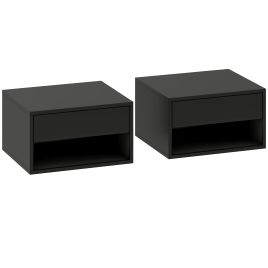 Stahall Black Floating Bedside Table Set of 2 - 37cm