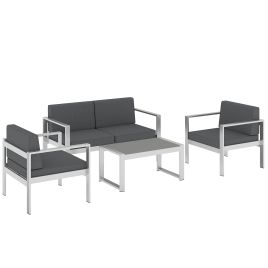 Belex Aluminium Extra Wide Deep Sofa Set with Olefin Cushions - Grey
