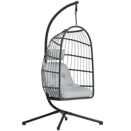 Chehall Dark Grey PE Rattan Hammock Swing Chair - 101cm