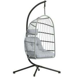 Chehall Light Grey PE Rattan Hammock Swing Chair - 101cm