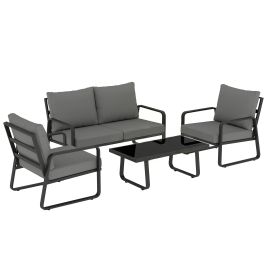 Wexis Black Metal 4 Piece Sofa Set - 160cm