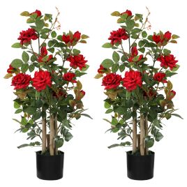 MONT Red Fabric Artificial Plant Set of 2 - 90cm