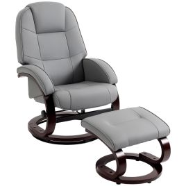 Brobury Pu Leather Recliner Swivel Chair - Grey