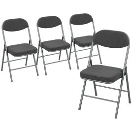 Brocarr Dark Grey Steel Camping Chair Set of 4 - 45cm