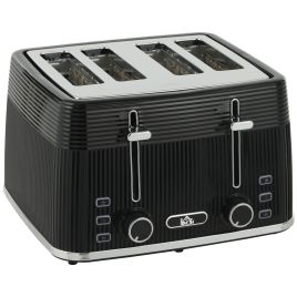 Cheheir Black Stainless Steel 4 Slice Toaster - 27.3cm