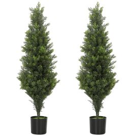 Kenia Green Steel Cypress Artificial Plant Set of 2 - 90cm