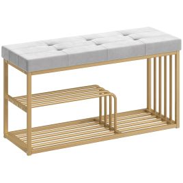 Dorvale Grey Velvet Bench with Shoe Storage - Medium-sized - 100cm