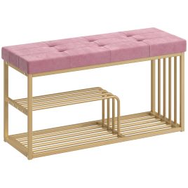 Dorvale Pink Velvet Bench with Shoe Storage - Medium-sized - 100cm