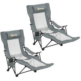 Easmoor Grey Metal Camping Chair Set of 2 - 80cm