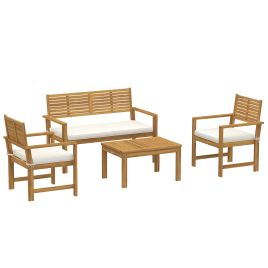 Wincarr Wood 4 Seater Sofa Set - White