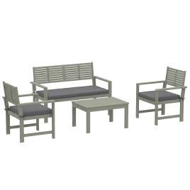 Wincarr Wood 4 Seater Sofa Set - Grey