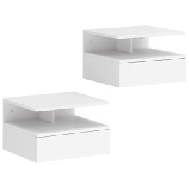 Quabyrn White Bedside Table Set of 2 - 35cm