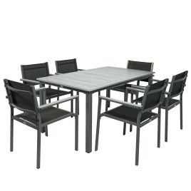 Valier Grey Wood 6 Seater Dining Set - 90cm