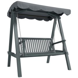 Grey Metal 2 Seat Canopy Swing Chair - 133cm