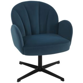Dalvale Velvet Swivel Chair - Dark Blue