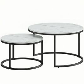 Yorloft Marble White Coffee Table Set of 2 - 78.5cm