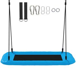 Ashloft Blue PE Kids Swing with Adjustable Ropes and Tree Straps Set - 77cm