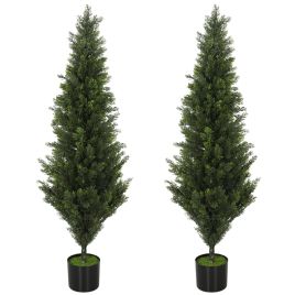 Kenon Green Steel Cypress Artificial Plant Set of 2 - 120cm
