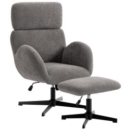 Rosmoor Velvet Swivel Chair with Footstool Set - Grey