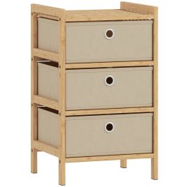 Elmmoor Cream White Fabric Chest of Drawers - Small-sized, 3 Drawers