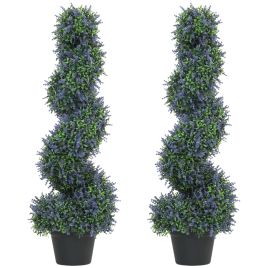 Ivyier Purple Metal Spiral Artificial Plant Set of 2 - 90cm