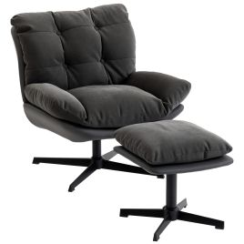 Belant Pu Leather Swivel Chair - Dark Grey