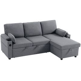 Stawold Metal Corner Sofa Bed with Storage - Grey