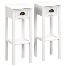 White Bedside Table Set of 2 - 30cm