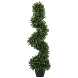 Ivyune Deep Green Metal Spiral Artificial Plant Set of 2 - 120cm