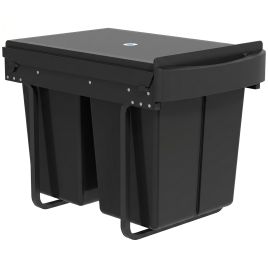 Dalwold Black Steel Kitchen Bin with 2 Removable Compartments - 33.5cm