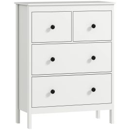 Zenune White Chest of Drawers - Medium-sized, 4 Drawers