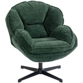 Stathor Velvet Swivel Chair - Dark Green