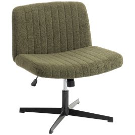 ROCHFORD Teddy Fleece Armless Cross Legged Office Chair without Wheels - Green