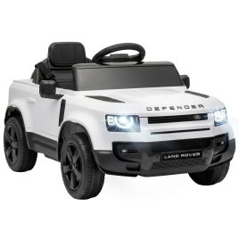 MEADOWCROFT Land Rover Licensed 12V Kids Ride On Car with Remote, Suspension, 3 Speeds, Lights and Music - White and Black