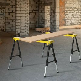 Steel Frame Foldable Sawhorse with Anti-Slip Platform - Set of 2