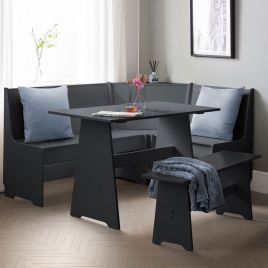 Newport Stylish Corner Dining Set With Storage Bench - Anthracite
