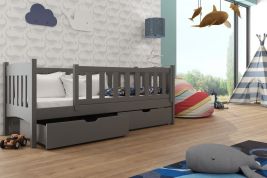 Arman Solid Wooden Single Storage Bed Frame with Bonnell Foam Mattress - Graphite