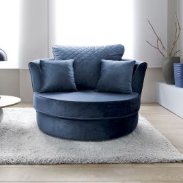 NIOMI Velvet Swivel Chair - Dark Blue